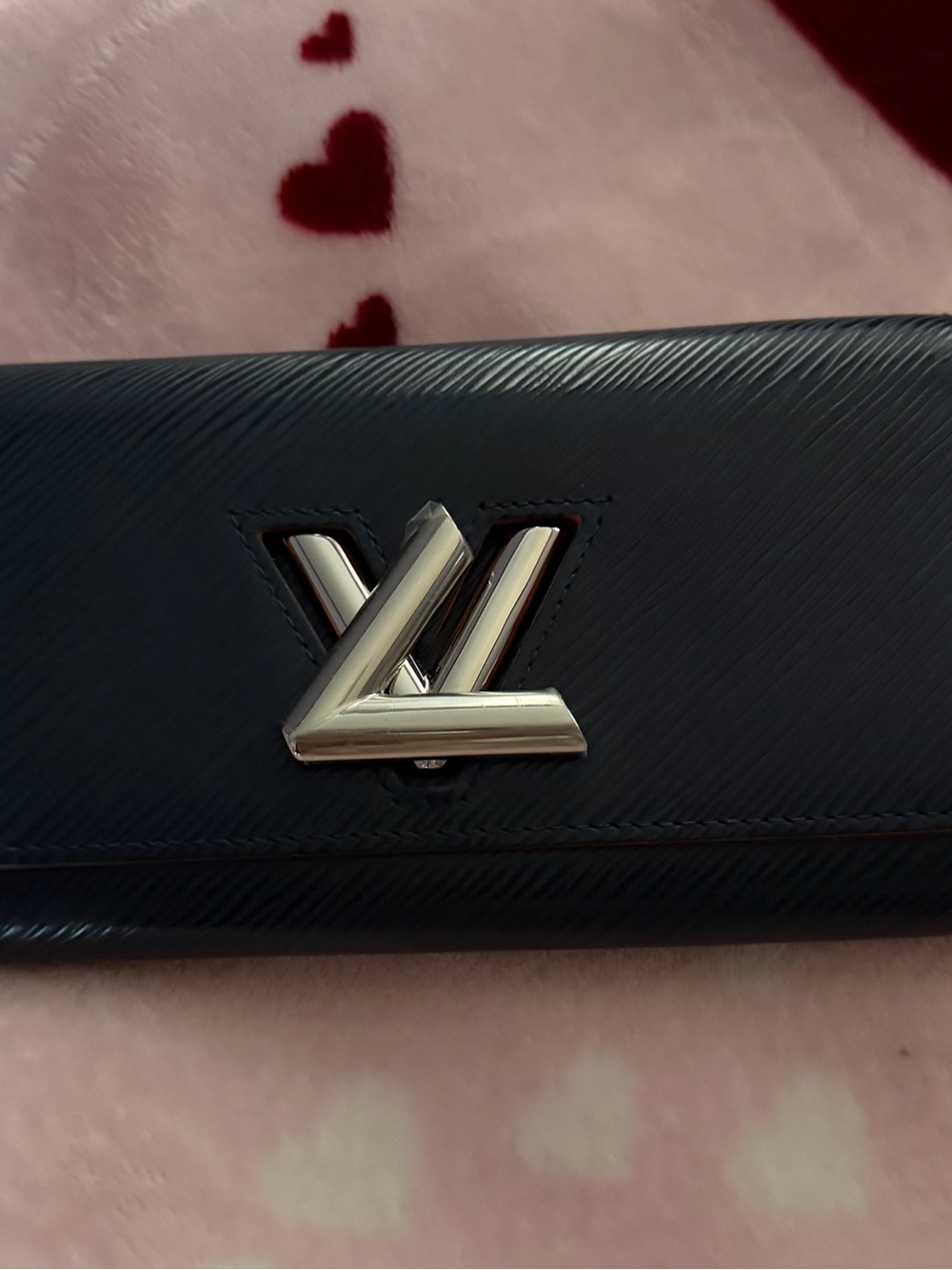Louis Vuitton Navy blue Epi Leather Long Wallet with Silver LV Emblem
